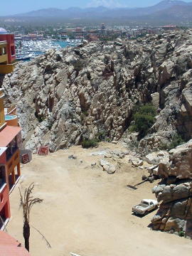 The rocks beside the resort where they will offer rock climbing