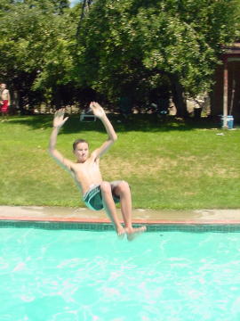 Aaron Day drops from the ZIP line.