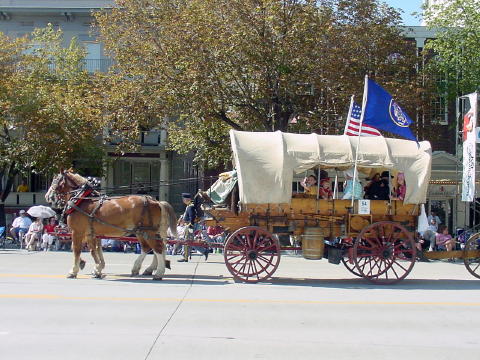 Traditional Covered Wagon with Horses
